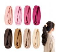 Lot de 8 élastiques à cheveux extra larges en coton doux - Nuances café laiteux - Élastiques sans couture sans couture pour femme - Tenue sûre - Accessoires de poignet (neutre et rose fuchsia)