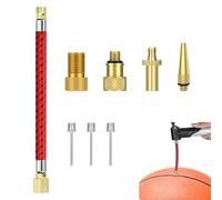 Lot de 8 Embout de Gonflage Universels, Convertisseurs DV/AV/SV avec 3 Aiguilles à Ballon, Embout Conique et Rallonge de Valve 16 cm, Compatible Sclaverand Schrader Dunlop pour Vélo, Voiture, Ballon