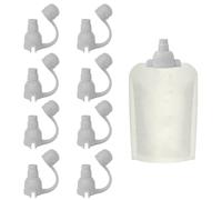 Lot de 8 embouts à presser pour sachets à presser, anti-fuite, de classe alimentaire, embout buccal en silicone avec capuchon de fermeture, pour nouveau-né, bébés (gris clair)