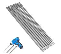 Lot de 8 embouts de tournevis magnétiques Torx de 200 mm de long, longue tige hexagonale de 6,35 mm pour impact, embouts de tournevis à impact croisé, embouts de tournevis hexagonaux longs