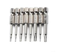 Lot de 8 embouts de tournevis Torx magnétiques de 50 mm de long en alliage d'acier pour T5 T8 T9 T15 T20 T25 avec tige hexagonale de 10,2 cm compatible avec électrique