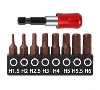 Lot de 8 embouts hexagonaux métriques avec embouts magnétiques et tige autobloquante pour la conduite de vis métriques Comprend un porte-embout à 8 trous pour l'organisation (tête hexagonale)