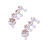 Lot de 8 emporte-pièces à piston en forme de fleur blanche pour gâteaux, fondants, outils de décoration de gâteaux, accessoires de cuisson, emporte-pièces pour la cuisson en plastique, outils de