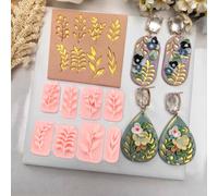 Lot de 8 emporte-pièces en argile polymère pour la fabrication de bijoux et accessoires, motif feuilles botaniques