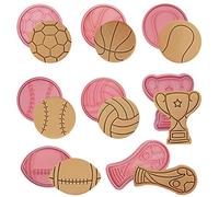 Lot de 8 emporte-pièces en forme de ballon de sport 3D en forme de ballon de football, volley-ball, football, basket-ball, pour biscuits et pâtisseries