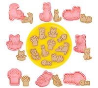 Lot de 8 emporte-pièces en forme de chat, pour biscuits, fondants, cookies 3D, pour biscuits, motif de dessin animé, pour fête d'enfants