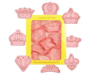 Lot de 8 emporte-pièces en forme de couronne de princesse - Pour fondant - Série couronne de princesse - 8 moules à pâtisserie de la série de couronnes de princesse