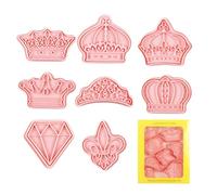 Lot de 8 emporte-pièces en forme de couronne - Emporte-pièces pour fondant de la série couronne de princesse, 8 moules à biscuits amusants de dessin animé