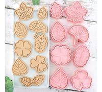 Lot de 8 emporte-pièces en forme de feuille - Formes d'automne pour la pâtisserie, l'érable, le chêne, le houx, le trèfle à 4 feuilles et le ginkgo - Moules à biscuits en relief pour l'automne