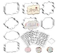 Lot de 8 emporte-pièces en forme de lettres de l'alphabet pour fondant - 5 tampons en silicone - 1 bloc acrylique - Avec lettres majuscules et chiffres pour biscuits, gâteaux, pâtisseries