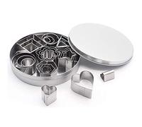 Lot de 8 emporte-pièces géométriques en acier inoxydable - Pour biscuits - En forme d'étoile, de fleur, d'hexagone, de cœur, de forme ronde, de forme carrée, de triangle - 24 petits emporte-pièces