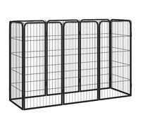 Lot de 8 enclos pour chien - Noir - 50 x 100 cm - En acier revêtu par pulvérisation - Enclos intérieur pour chiots