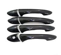 Lot de 8 enjoliveurs de poignée de porte style fibre de carbone pour Hyundai Sonata Sedan 2011-2014 - Moulure extérieure en ABS noir brillant, montage avec