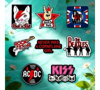 Lot de 8 épingles en émail sur le thème des groupes de rock de dessins animés, badges de revers en métal pour la décoration de sacs à dos et de vêtements, cadeau souvenir pour les fans de chanteurs 8p