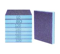 Lot de 8 Eponge Abrasive, Bloc de Poncage Fin, Eponge a Poncer, Papier a Poncer, Papier Abrasif Sec et Humide pour Bois, Table, Cloisons Sèches, Métal, Grains 60/80/120/180/220/280/320