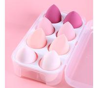 Lot de 8 éponges de beauté pour maquillage liquide et crème, couverture à construire, éponge de fond de teint pour base naturelle, mousse sans latex avec boîte de rangement, jaune A07