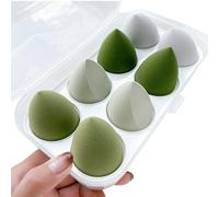 Lot de 8 éponges de maquillage pour utilisation sèche et humide avec étui en plastique