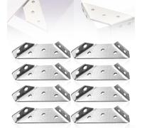 Lot de 8 équerres d'angle renforcées en acier inoxydable pour meubles, connecteurs à angle droit pour un assemblage sûr des tables et étagères