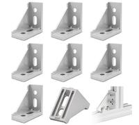 Lot de 8 équerres en aluminium - Matériel de fixation - Angle 30 x 60 mm - Profilé en aluminium - Connecteur d'angle à 90° - Connecteur d'angle en aluminium pour profilés en aluminium