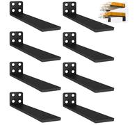 Lot de 8 Équerres Étagère de Fixation Murale, 30cm Support Etagère Murale Fixation Flottante, Supports D'étagère Industriels avec Vis pour Bibliothèque Salon Chambre (Noir)