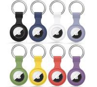 Lot de 8 étuis Airtag pour Apple Air Tag, étui Airtag avec porte-clés anti-perte, housse de protection en silicone pour sacs à dos pour enfants, colliers de chien, bagages, accessoires de protection