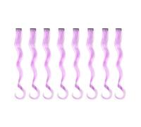 Lot de 8 extensions de cheveux à clipser, postiche synthétique ondulé et bouclé de 50 cm for filles et femmes - Party Highlights Hair Extensions(Light purple)