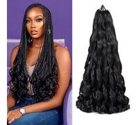 Lot de 8 extensions de cheveux bouclés au crochet - 35,6 cm - Cheveux bouclés français - Expression lâche et ondulée pour extension de cheveux pré-étirés