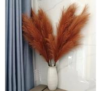 Lot de 8 Fausses Herbes de Pampa Orange brûlées de 110 cm, Grandes Fleurs de Pampa artificielles moelleuses, Longues Fausses Fleurs en Plumes pour Arrangement de Mariage bohème, Salon