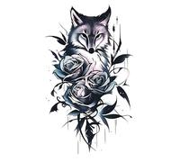 Lot de 8 faux tatouages temporaires imperméables for femme, motif Roi Lion, Rose, Animal, Renard, Crâne, Bras, Art, Beauté, Totem, Peinture(33-QTBS-8577)