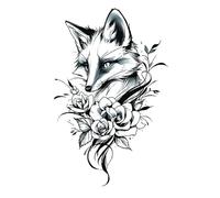 Lot de 8 faux tatouages temporaires imperméables for femme, motif Roi Lion, Rose, Animal, Renard, Crâne, Bras, Art, Beauté, Totem, Peinture(14-QTBS-8574)