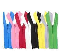 [Lot de 8] Fermetures éclair invisibles en nylon [40 cm] pour vêtements, sacs et couture | Blanc, noir, beige et plus | Avec curseur en métal | Couture, bricolage, patchwork (couleur)