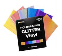 Lot de 8 feuilles adhésives permanentes en vinyle holographique pour Cricut Oracle 651 avec effet arc-en-ciel métallique (or, rose, bleu, noir, argent, violet, vert, orange)