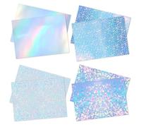 Lot de 8 feuilles d’autocollants,Papier Autocollant Holographique, Papier Transparent,format A4, 4 styles(Point, Étoile,fragments, arc-en-ciel),pour les photos