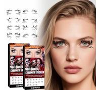 Lot de 8 feuilles d'autocollants de fard à paupières d'Halloween, de festival, de tatouage temporaire pour les yeux, de maquillage pour les yeux, de tatouages chauve-souris, araignées, autocollants