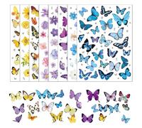 Lot de 8 feuilles d'autocollants pour scrapbooking fleurs et papillons autocollants pour album photo PET autocollants décoratifs pour enfants et adultes pour album photo, journaling, scrapbooking