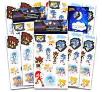 Lot de 8 feuilles d'autocollants Sonic The Hedgehog Deluxe | Sonic Lot de 3 autocollants pour fête d'anniversaire d'enfants | Fournitures de fête Sonic pour garçons
