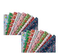 Lot de 8 feuilles de papier cadeau de Noël - 70 x 50 cm - Motifs festifs - Imprimé en vrac avec Père Noël, flocons de neige, bonhomme de neige, arbres, renne, cadeaux d'anniversaire (16 feuilles)
