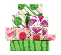 Lot de 8 feuilles de papier cadeau motif pastèque, joli motif fruité juteux pour anniversaire, fête sur le thème de l'été, Aloha Luau, piscine, plage, vacances, fête sur le thème tropical hawaïen, 8
