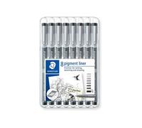 [Ref:308 SB8] STAEDTLER Etui de 8 Feutres Pigment Liner Pte Assorties Noir