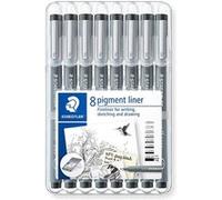 [Ref:308 SB8] STAEDTLER Etui de 8 Feutres Pigment Liner Pte Assorties Noir