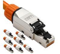 Lot de 8 fiches RJ45 CAT 7 - Fiche réseau sans outil pour Ethernet, câble de pose et câble réseau | Compatible Gigabit, STP blindé, 10 Gbit/s, contacts plaqués or