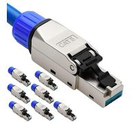 Lot de 8 fiches RJ45 CAT 8 - Fiche réseau sans outil pour Ethernet, câble de pose et câble réseau | Compatible Gigabit, STP blindé, 40 Gbit/s, contacts plaqués or