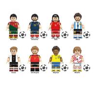 Lot de 8 Figurines Collection Stars du Football Figurines Mini Accessoire Parfait pour Stades en Briques et Collectionneurs de Foot
