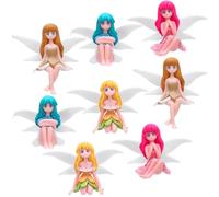 Lot de 8 figurines de fées miniatures pour décoration de gâteau de fée, accessoires de jardin, petites fleurs en plastique