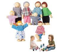 Lot de 8 Figurines de Maison de, en Bois de 8 cm, poupées familiales en Bois, Figurines humaines Flexibles, Personnages de Jeu pour Tout-Petits, Jeu de rôle, école, Maison, Maternelle, Fille
