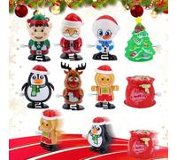 Lot de 8 figurines de Noël à remonter - Calendrier de l'Avent - Jouet amusant - Jouet de course et de saut - Père Noël, pingouin, bonhomme de neige, élan