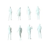 Lot de 8 figurines de peinture à la main - Personnes blanches - Échelle 1 | Poses commerciales pour tableaux d'apprentissage de scène de rue d'affichage architectural