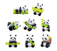 Lot de 8 figurines miniatures de panda de dessin animé, jouet, figurines d ' animaux réalistes, décorations de gâteaux pour célébration d ' anniversaire, ornements de panda miniatures