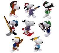 - Lot de 8 Figurines Snoopy 6cms, Peintre + Guitariste + Skieur + détective + aviateur + Sportif + pêcheur + Indien / LSN2