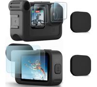 Lot de 8 films protecteurs d'écran pour Go Pro Hero 12/Hero 11/Hero 10/Hero 9 Noir Fit Media Mod Ultra en verre trempé avec kit d'accessoires de protection d'objectif.[W229]